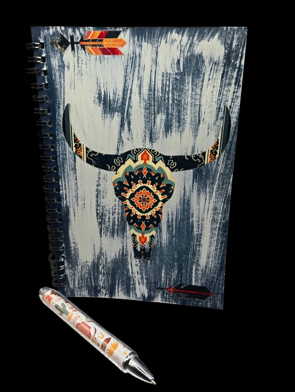"5/$40" Altered Western Cow Skull Writing Notebook W/ink Pen